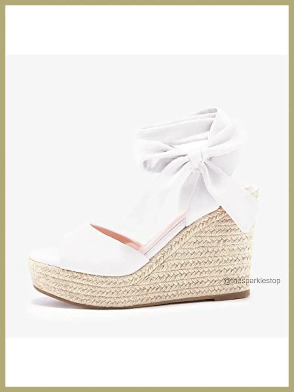 Faux Suede Espadrille Wedge Sandals Open Toe Lace Up Platform Ankle Strap